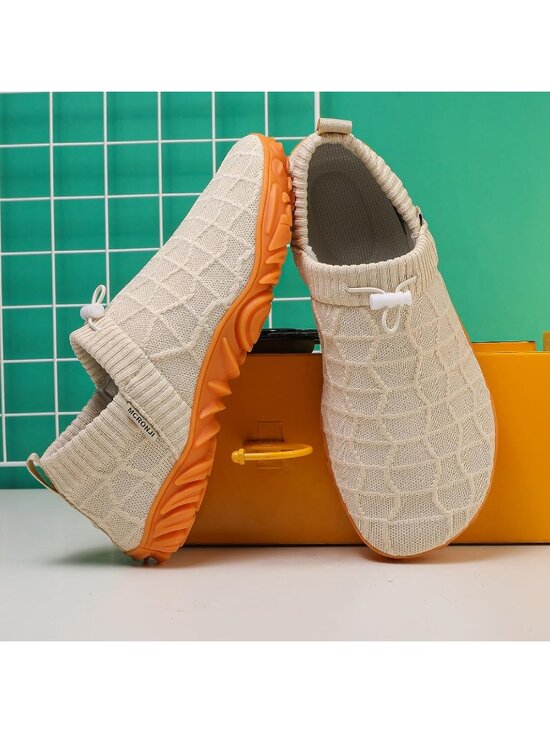 ?Men\'s khaki Knit Pull on Comfortable Elastic Adjustable Non Slip Shoes main image 5